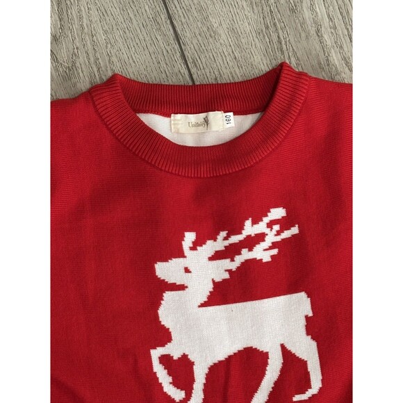 Girls Sweater Dress 10-12 Red White Reindeer Christmas Holiday Party Large - Picture 3 of 8